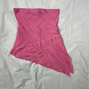y2k pink asymmetrical tube top